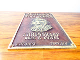 Antique Mohawk Tool Works Heavy Bronze Advertising Wall Plaque American Indian
