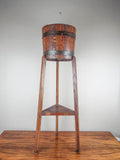 Antique English Oak Jardiniere Plant Pot Holder Tripod Base by R A Lister & Co
