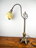 Antique Metal Tabletop Art Nouveau Adjustable Table Lamp Light 1900's
