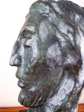 Vintage Large Signed Bronze Head Jesus Sculpture Male Statue