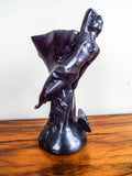 FLEA Antique Art Nouveau European Bronze Vase Blindfolded Wood Nymph Butterfly