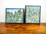 Vintage Art Pair of Landscape Oil Painting Impressionism by M Duval