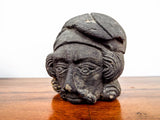 Antique Stone Basalt Carved French Head Phrygian