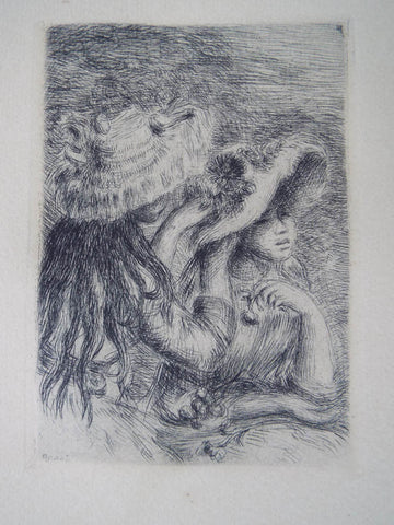 Antique Plate Signed Renoir Etching Le Chapeau Epinglé (The Hat Secured with a Pin), c. 1894