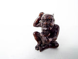 RL Antique Wooden Japanese Demon Oni Katabori Netsuke 1.75" Meiji Period Carving