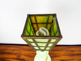 Vintage 1920s Vaseline Glass Marble Green Housex Table Lamp Lighting Lantern