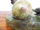 Antique Marble and Bronze Pheasant Inkwell Desk Set Figural Bird Statue Austrian