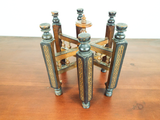 Antique Victorian Folding Stand English 19thC Trivet Tray Base Exotic Wood Inlay