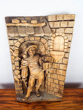 Antique 1920s Black Forest Wood Carving 3 D Art Sculpture German Art Soldier