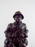 RESERVED FOR ANDRE Max Blondat Bronze Sculpture WW1 French Soldier Le Pinard Signed Valsuani France