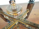 Antique Victorian Folding Stand English 19thC Trivet Tray Base Exotic Wood Inlay