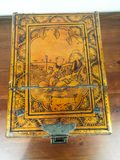 1920s 30s Asian Lacquer Jewelry Box Folding Mirror Chinese Travel Dressing Box