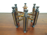 Antique Victorian Folding Stand English 19thC Trivet Tray Base Exotic Wood Inlay