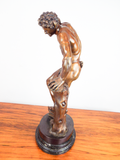 Antique 19th C Large Bronze Art Sculpture Satyr With Cymbals Duchemin Grand Tour