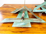 Original Pair Of Brutalist Copper Art Wall Sconces