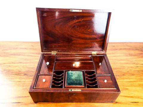 Antique English Mahogany Wood Sewing Box