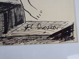 Vintage Original Signed Jose Clement Orozco Ink Painting Female Mexican Muralist