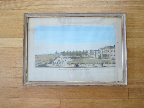 Antique 18th Century Optical Mondhare Print "Vue Perspective le Palais Royale de Somerset" - Yesteryear Essentials
 - 1