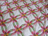 Vintage Handmade Patchwork Wedding Ring Quilt - Yesteryear Essentials
 - 9
