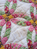 Vintage Handmade Patchwork Wedding Ring Quilt - Yesteryear Essentials
 - 7