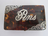 Antique  Tortoise Shell & Sterling Silver Mappin and Webb Pin Box - Yesteryear Essentials
 - 2