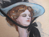 Antique Harrison Fisher Girl Style Gouache Painting - Yesteryear Essentials
 - 3