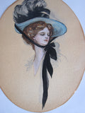 Antique Harrison Fisher Girl Style Gouache Painting - Yesteryear Essentials
 - 9
