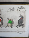 1930's signed Boris O Klein Canine Hand Colored Print - 'Sus au Curieux' - Yesteryear Essentials
 - 3