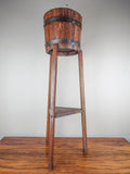 Antique English Oak Jardiniere Plant Pot Holder Tripod Base by R A Lister & Co