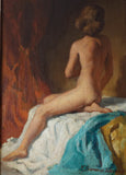 Signed Redmond Stevens Wright Seated Nude Oil Painting - Yesteryear Essentials
 - 2