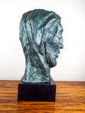 Vintage Large Signed Bronze Head Jesus Sculpture Male Statue