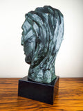 Vintage Large Signed Bronze Head Jesus Sculpture Male Statue