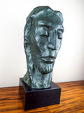 Vintage Large Signed Bronze Head Jesus Sculpture Male Statue