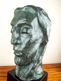 Vintage Large Signed Bronze Head Jesus Sculpture Male Statue
