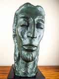 Vintage Large Signed Bronze Head Jesus Sculpture Male Statue