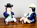 Antique Pair of Staffordshire Porcelain Novelty Figurines