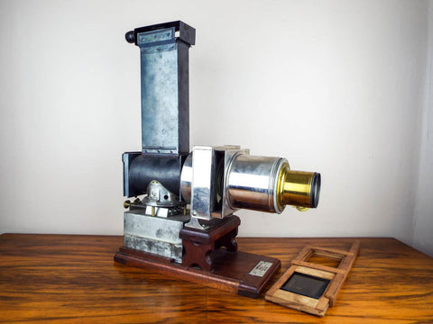 Antique 19th Century A T Thompson Boston Magic Lantern Slide Projector Petzval Lens French Import
