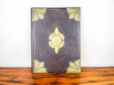 Antique Brass Metal and Leather Portfolio Document Holder Carrier