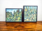 Vintage Art Pair of Landscape Oil Painting Impressionism by M Duval