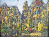 Vintage Art Pair of Landscape Oil Painting Impressionism by M Duval