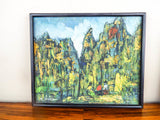 Vintage Art Pair of Landscape Oil Painting Impressionism by M Duval