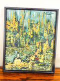 Vintage Art Pair of Landscape Oil Painting Impressionism by M Duval