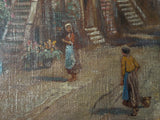Signed Italian Oil on Canvas Landscape Painting ~ V Ricardo