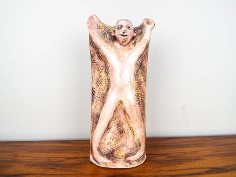 Vintage Janet Fullmer Bajorek Brutalist Ceramic Sculpture Vase Modern Art