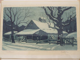 Vintage Signed Aquatint Etching by Kenneth J Reeve called Snow Patterns