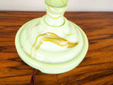 Vintage 1920s Vaseline Glass Marble Green Housex Table Lamp Lighting Lantern
