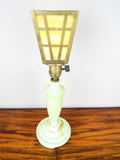 Vintage 1920s Vaseline Glass Marble Green Housex Table Lamp Lighting Lantern