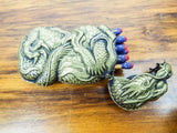 Antique Brass Japanese Vesta Case Meji Dragon Match Holder Case Safe