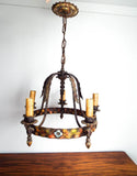 Vintage Spanish Style Wrought Iron Chandelier Ceiling Light Antique Lighting