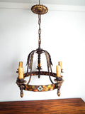 Vintage Spanish Style Wrought Iron Chandelier Ceiling Light Antique Lighting